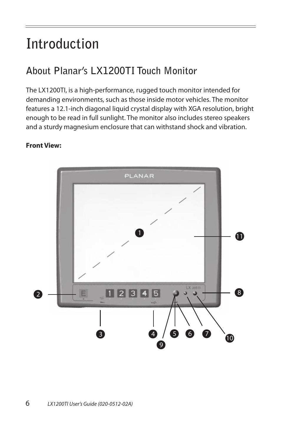Introduction, About planar’s lx1200ti touch monitor | Planar LX1200TI User Manual | Page 6 / 29