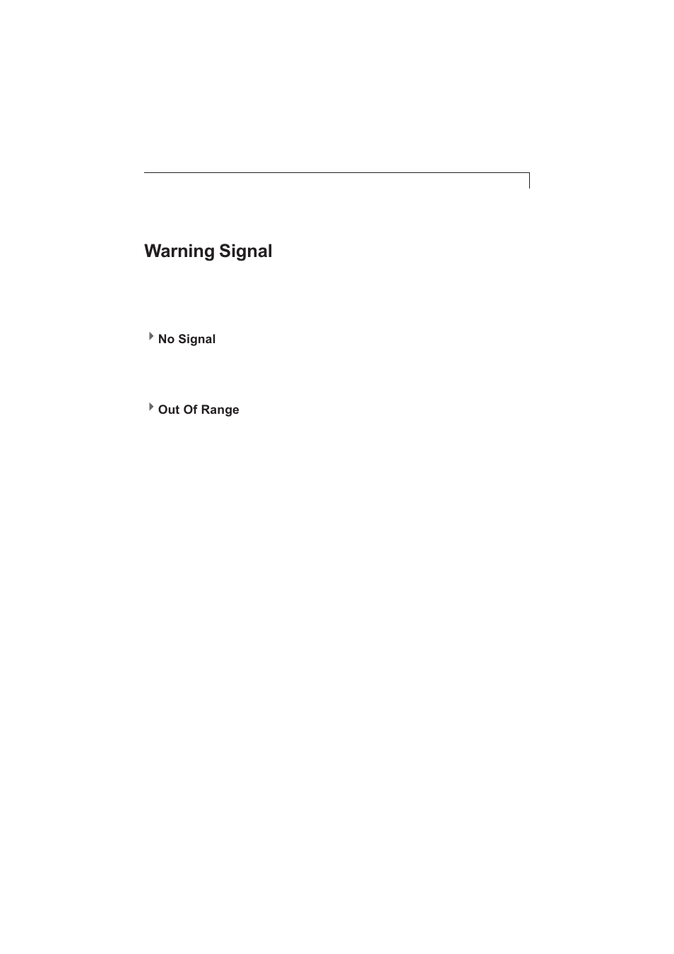 Warning signal | Planar PX212M User Manual | Page 19 / 24