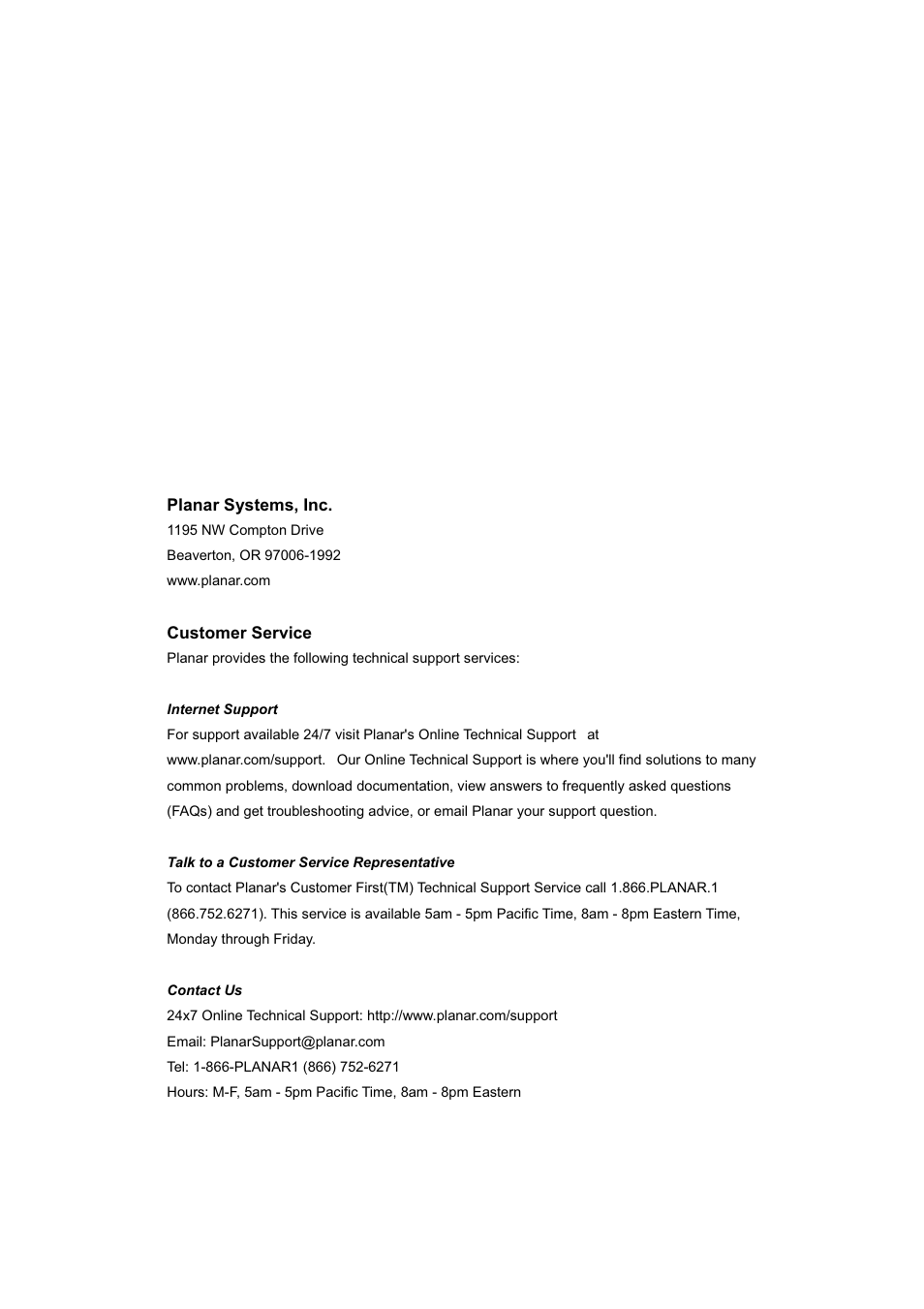 Planar PX212M User Manual | Page 2 / 24