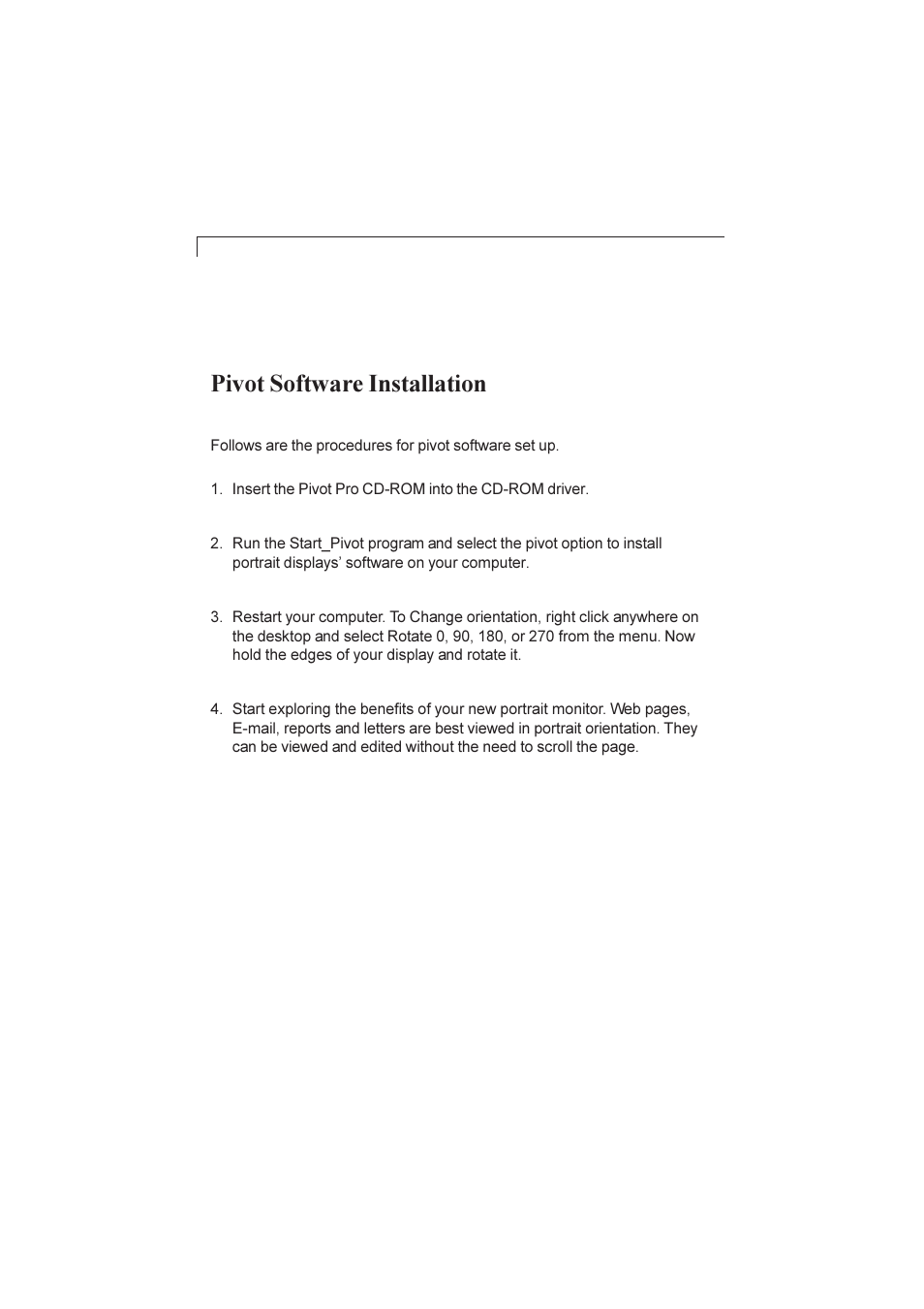Pivot software installation | Planar PX212M User Manual | Page 22 / 24