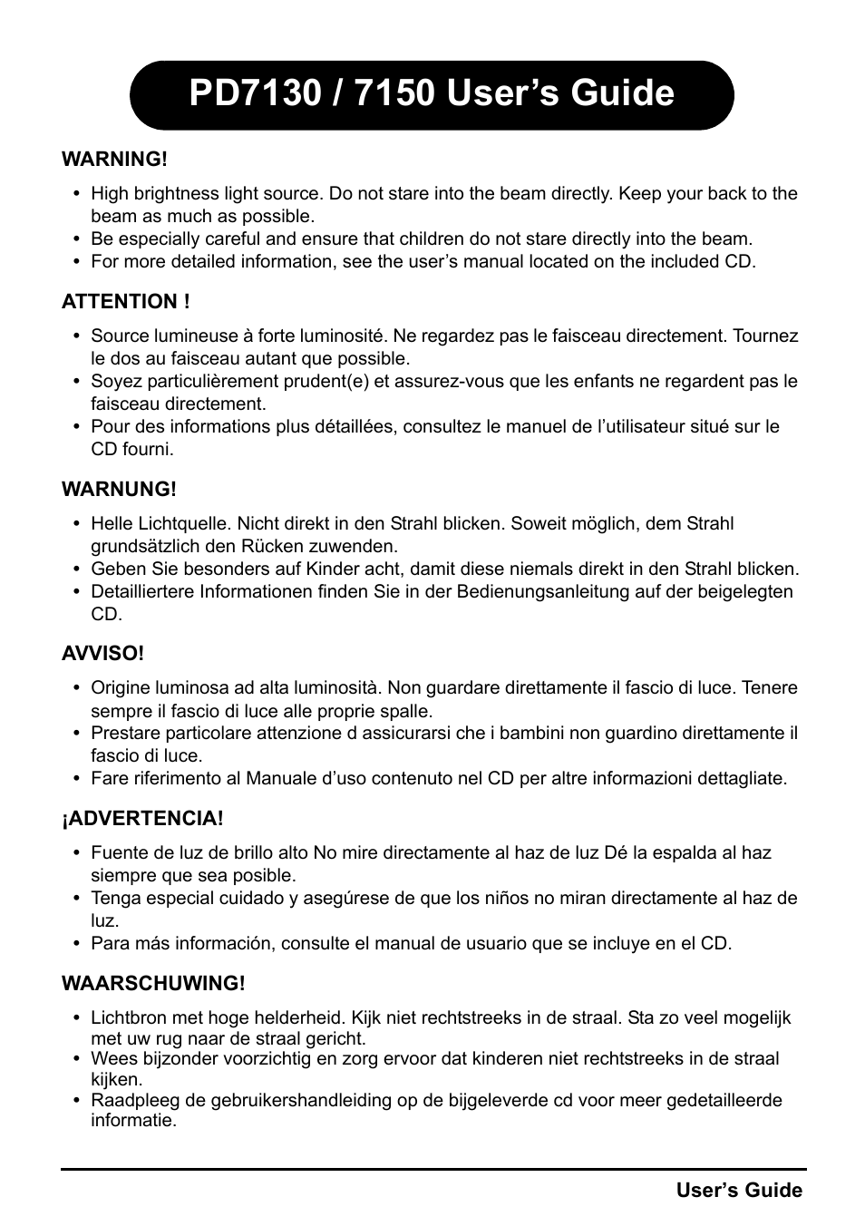 Planar DLP PD7150 User Manual | Page 7 / 23