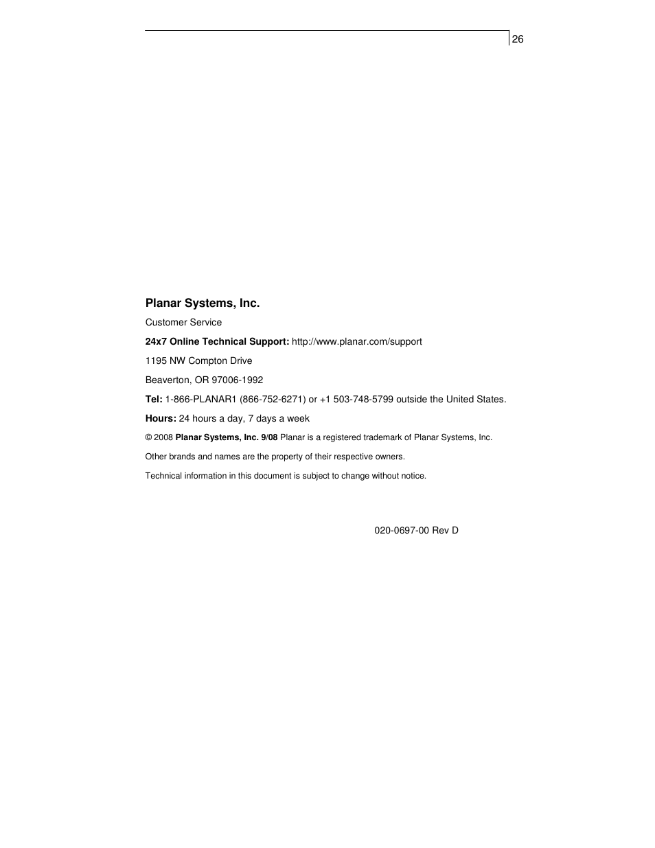 Planar PT1501MX User Manual | Page 28 / 28