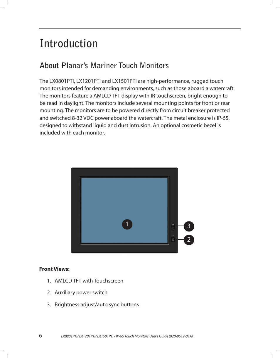 Introduction, About planar’s mariner touch monitors | Planar LX1201PTI User Manual | Page 6 / 27