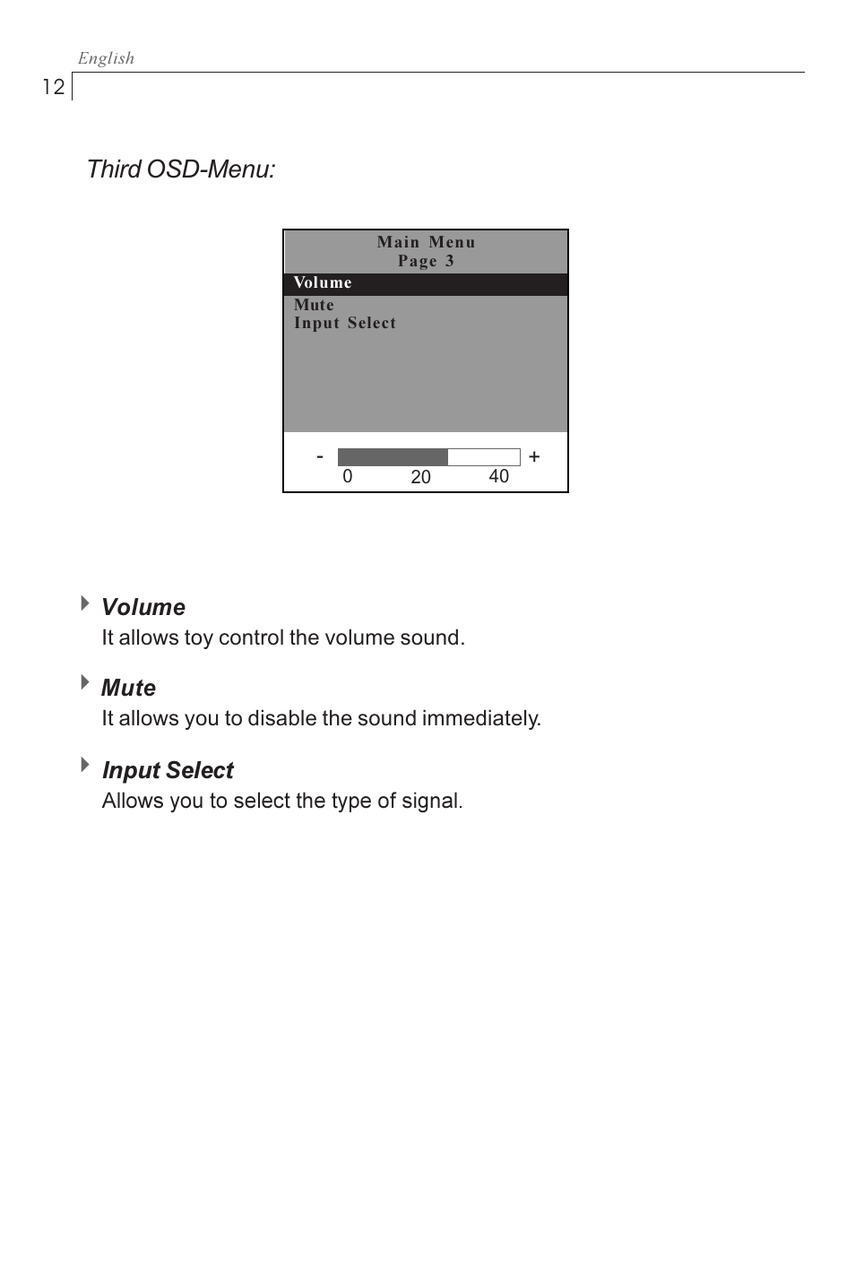 Third osd-menu | Planar PX1710M User Manual | Page 14 / 20
