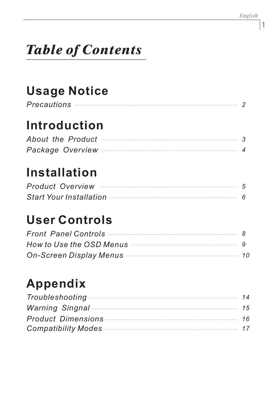 Planar PX1710M User Manual | Page 3 / 20