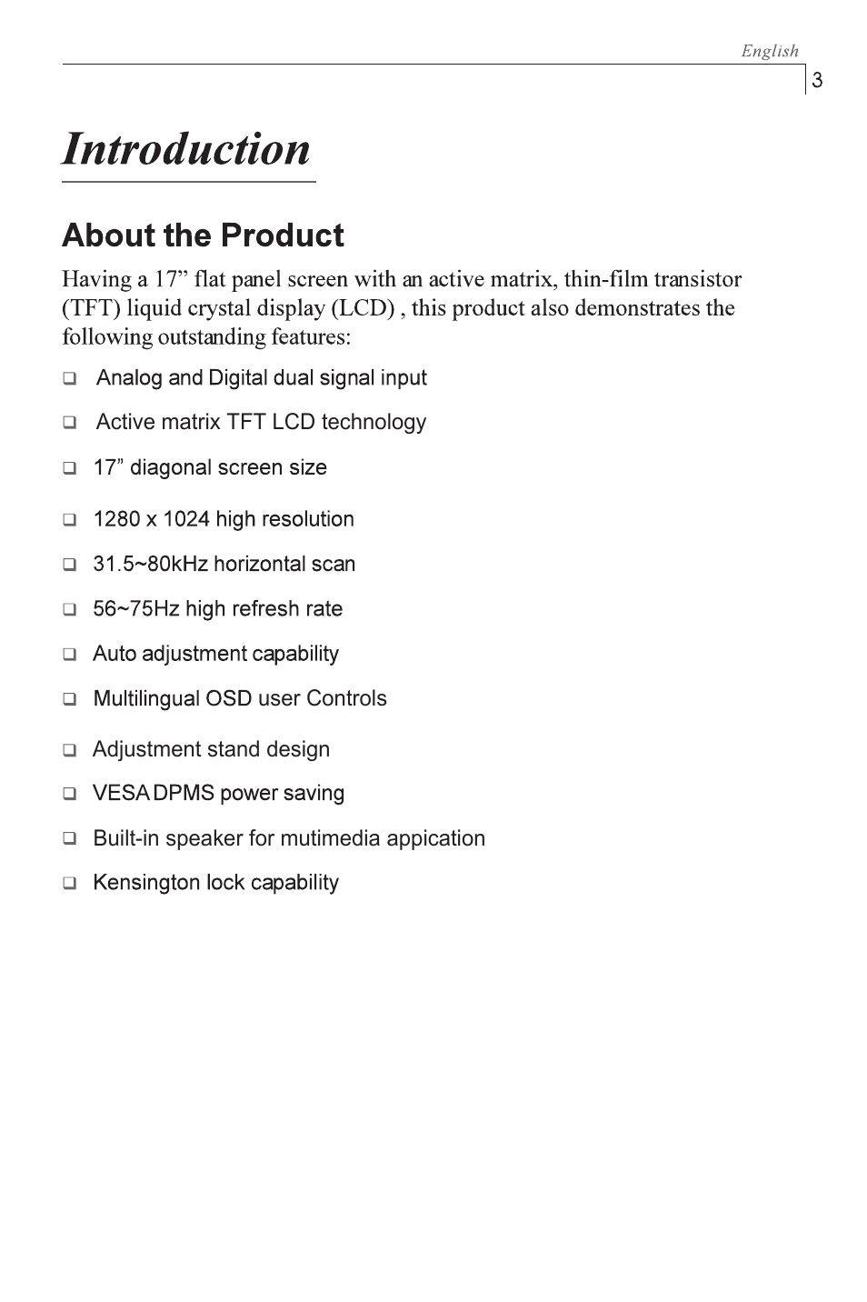 Planar PX1710M User Manual | Page 5 / 20