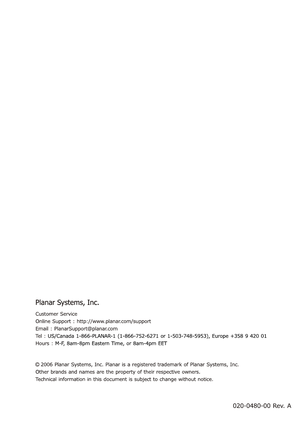 Planar PR3010 User Manual | Page 8 / 8