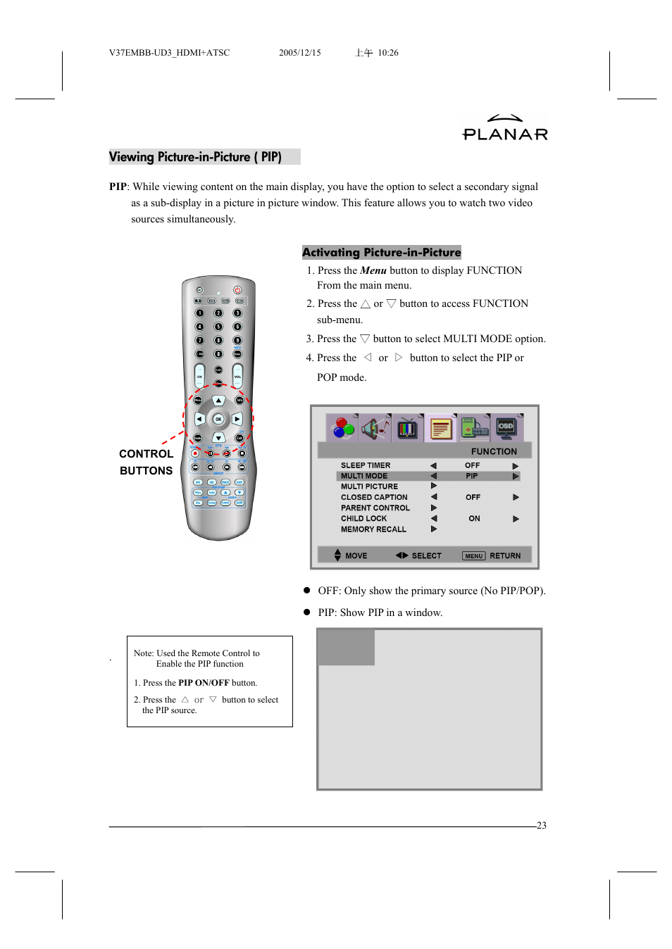 Planar XP37W User Manual | Page 24 / 70