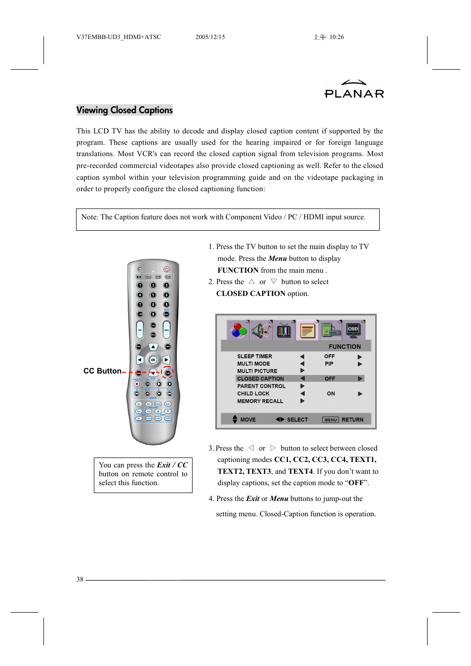Planar XP37W User Manual | Page 39 / 70