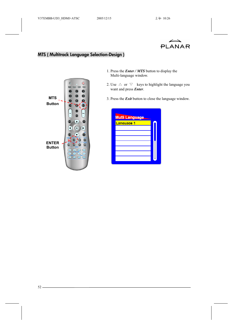 Planar XP37W User Manual | Page 53 / 70