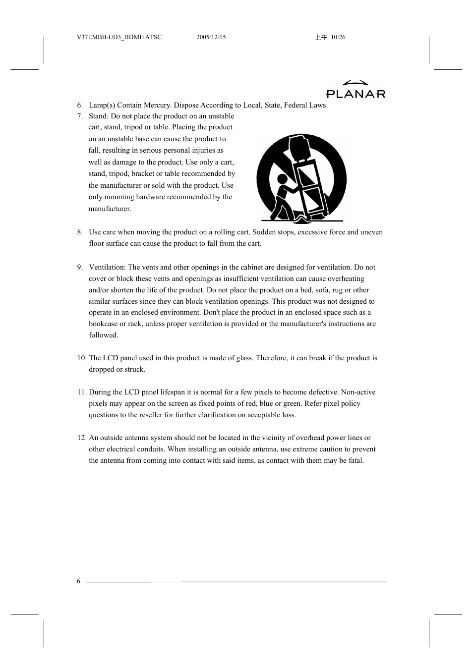 Planar XP37W User Manual | Page 7 / 70