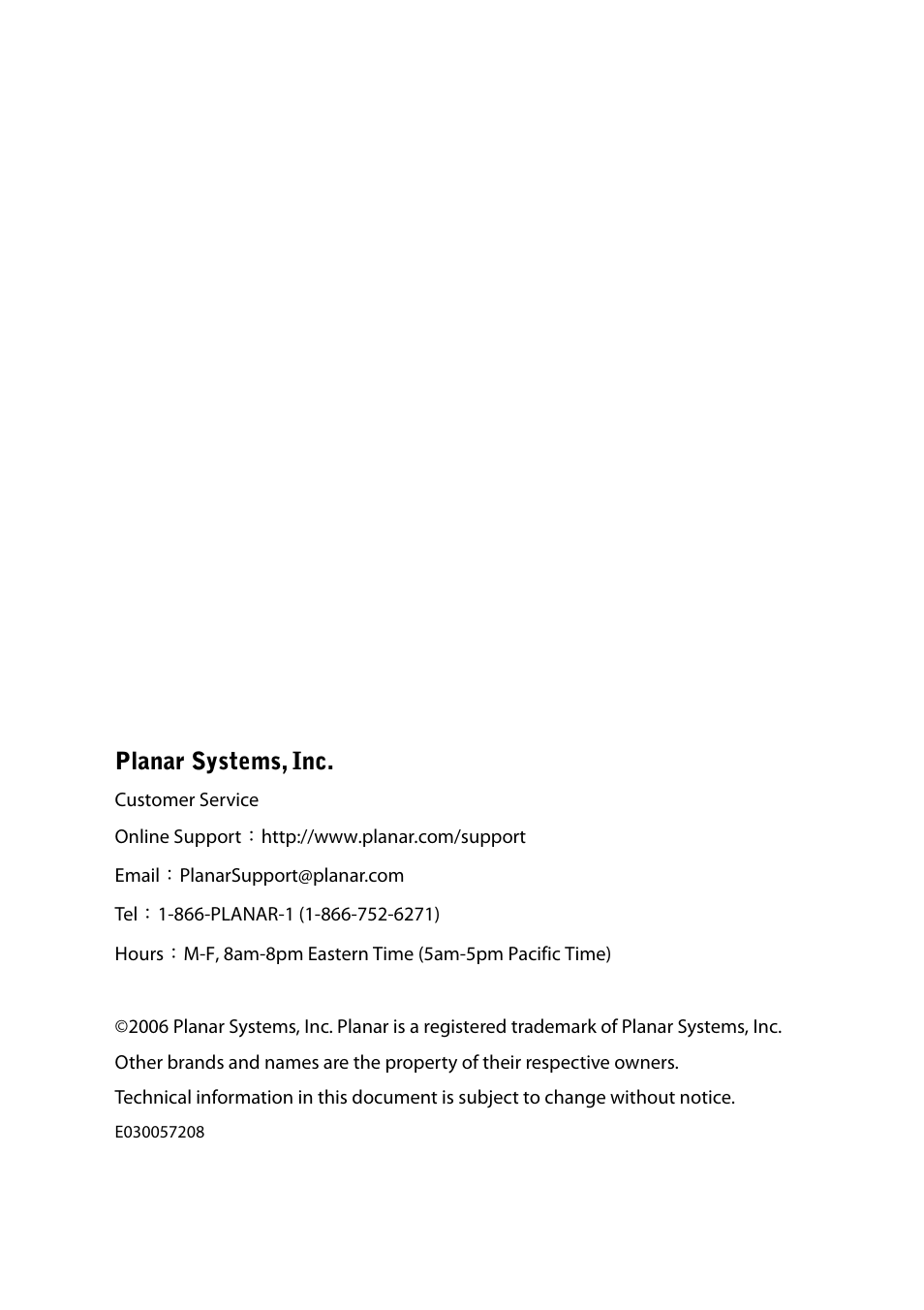 Planar systems, inc | Planar XP37W User Manual | Page 70 / 70