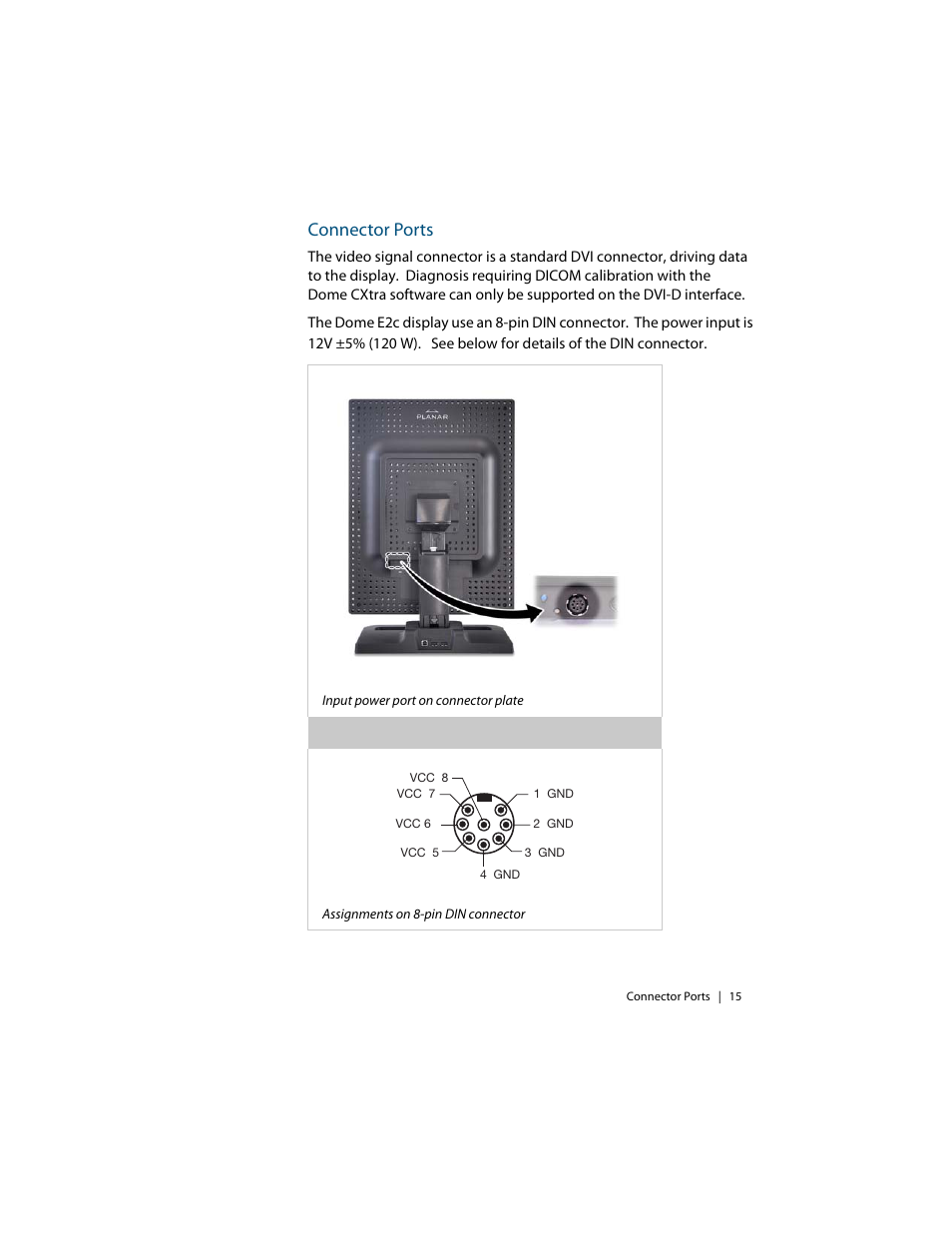 Connector ports | Planar E2C User Manual | Page 25 / 38