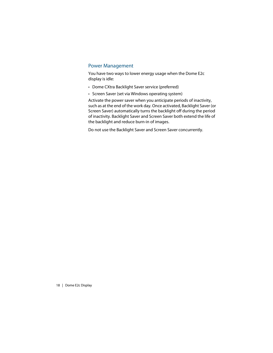 Power management | Planar E2C User Manual | Page 28 / 38