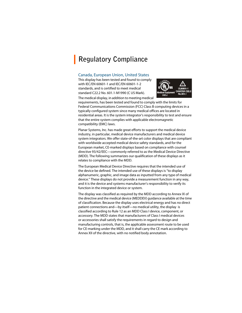 Regulatory compliance | Planar E2C User Manual | Page 30 / 38