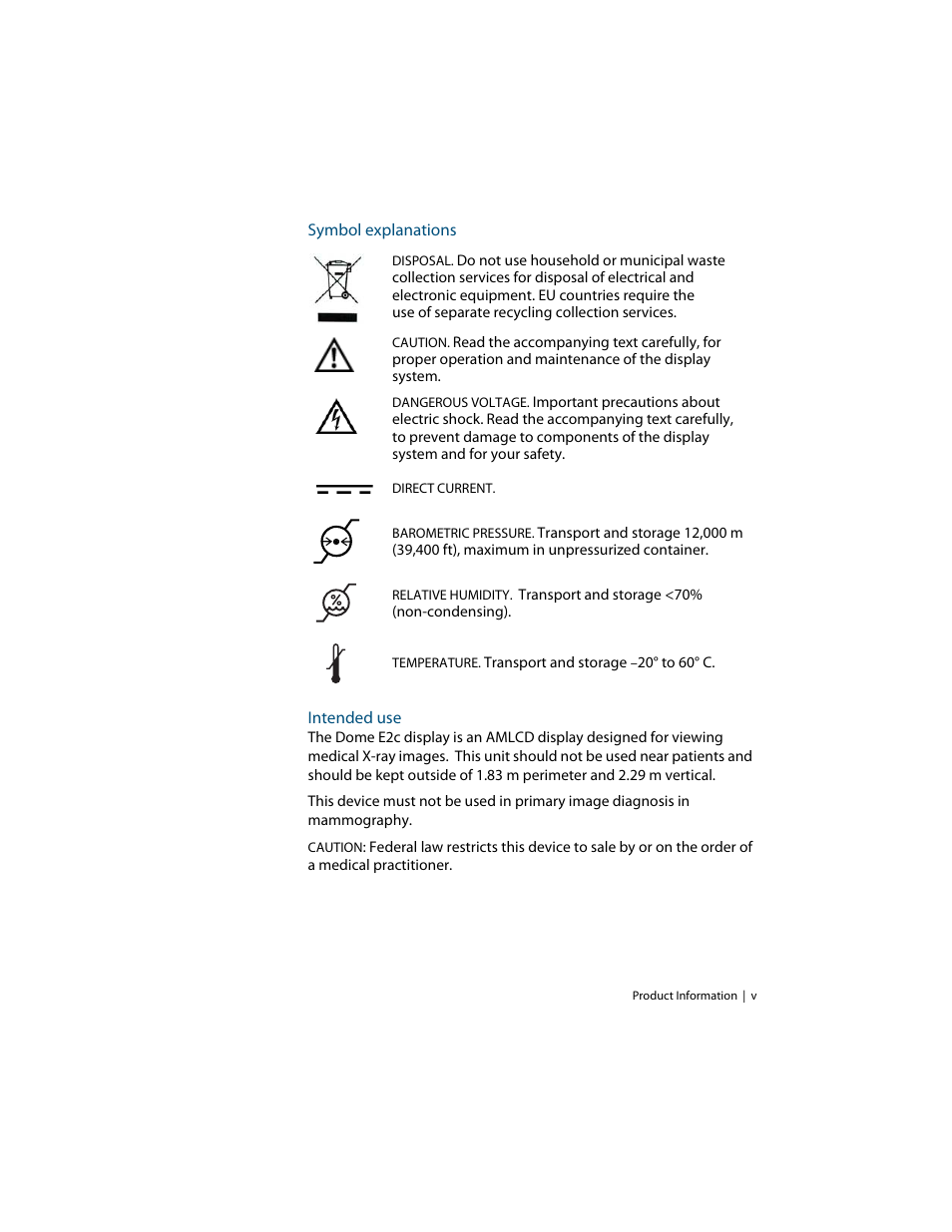 Symbol explanations, Intended use | Planar E2C User Manual | Page 5 / 38