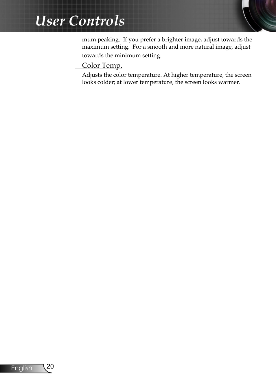 User controls | Planar PR6020 User Manual | Page 22 / 36