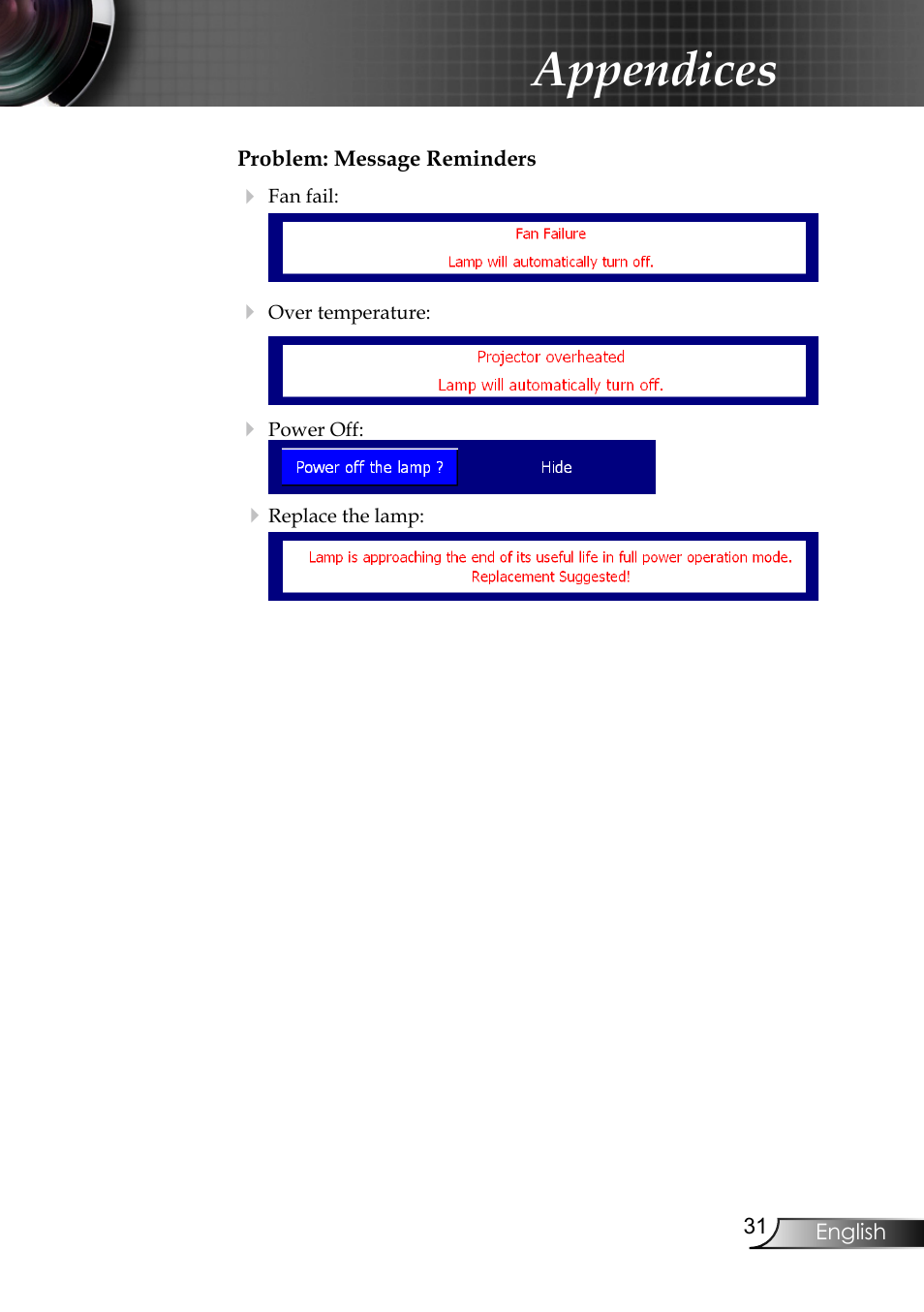 Appendices | Planar PR6020 User Manual | Page 33 / 36