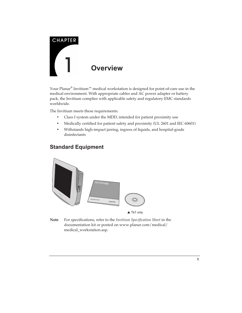 Overview, Standard equipment | Planar Tn4 User Manual | Page 11 / 27
