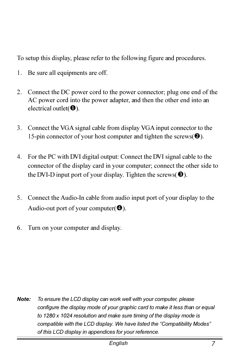 Connecting the display (figure 8.1) | Planar PX171M User Manual | Page 8 / 22