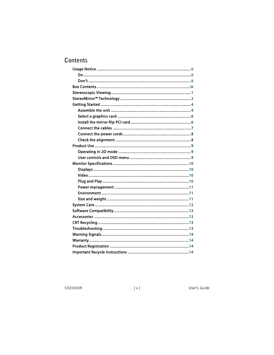 Planar SD2020 User Manual | Page 5 / 20