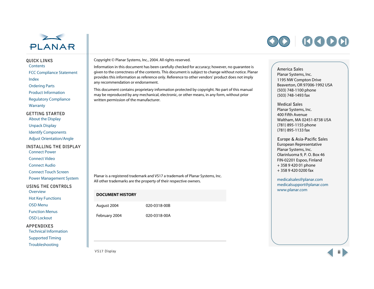 Planar VS17SXAD User Manual | Page 2 / 40