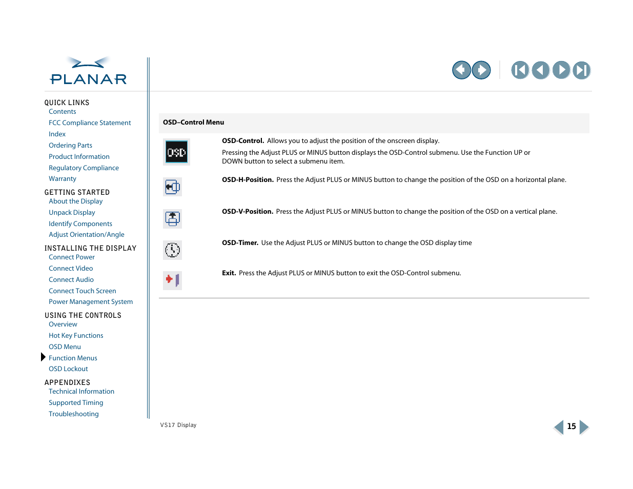 Planar VS17SXAD User Manual | Page 24 / 40