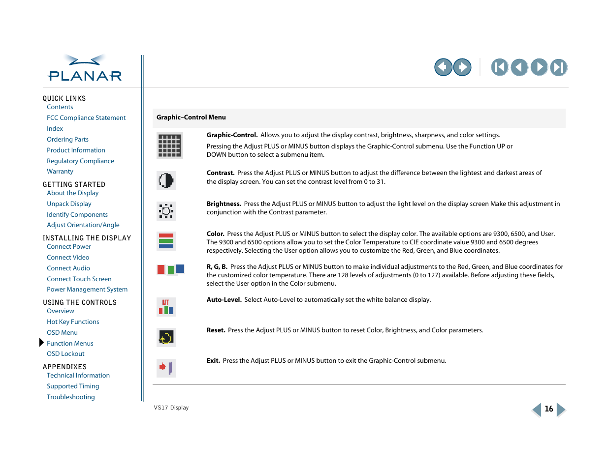 Planar VS17SXAD User Manual | Page 25 / 40