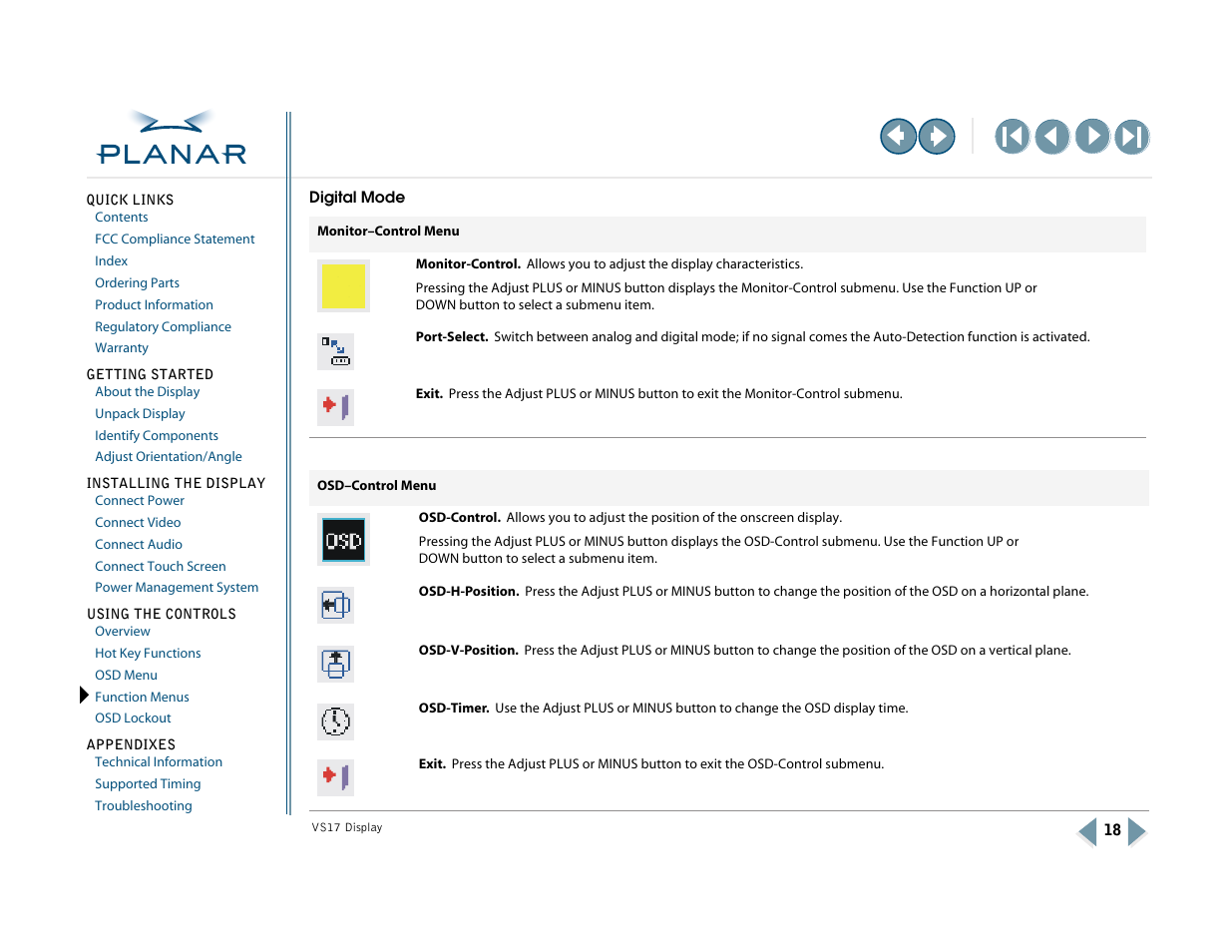 Planar VS17SXAD User Manual | Page 27 / 40