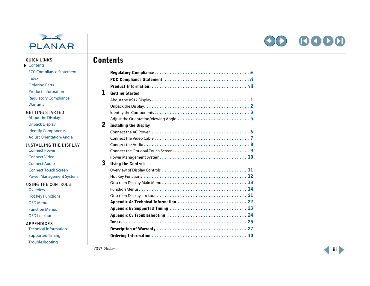 Planar VS17SXAD User Manual | Page 3 / 40