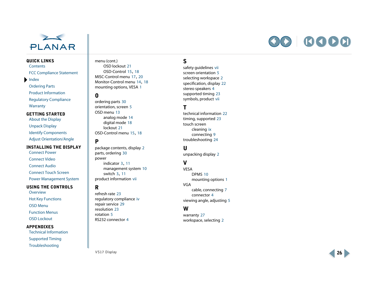 Planar VS17SXAD User Manual | Page 35 / 40
