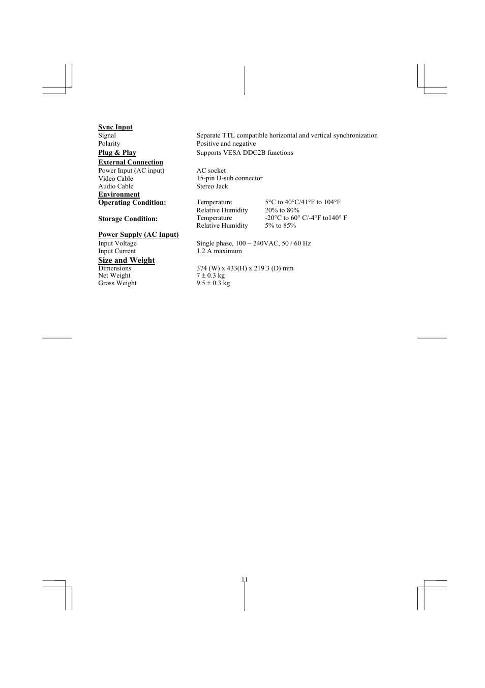 Planar PL1711M User Manual | Page 13 / 16