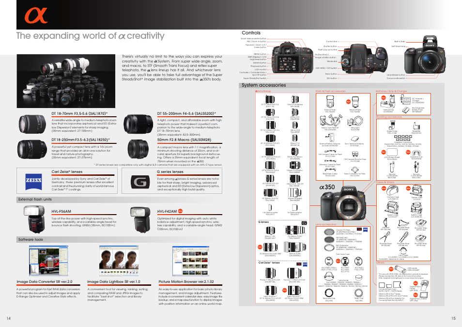 The expanding world of creativity, Controls, System accessories | Planar 350 User Manual | Page 8 / 8