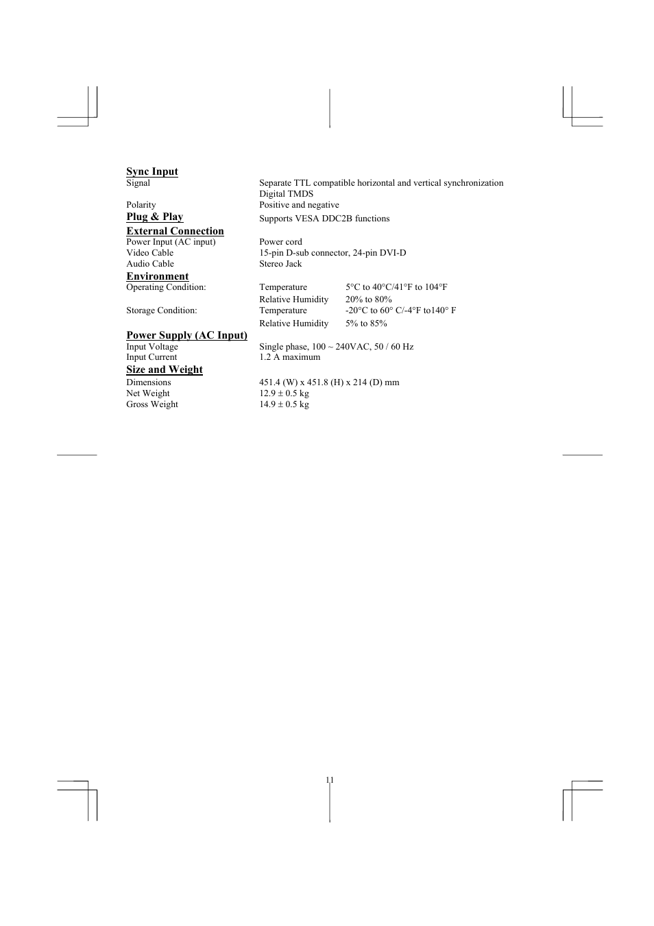 Planar PL2011M User Manual | Page 13 / 16