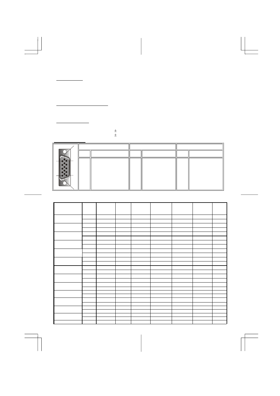 Standard timing table, Environment, Power supply (ac input) | Size and weight, Pin assignment | Planar PE170 User Manual | Page 8 / 9