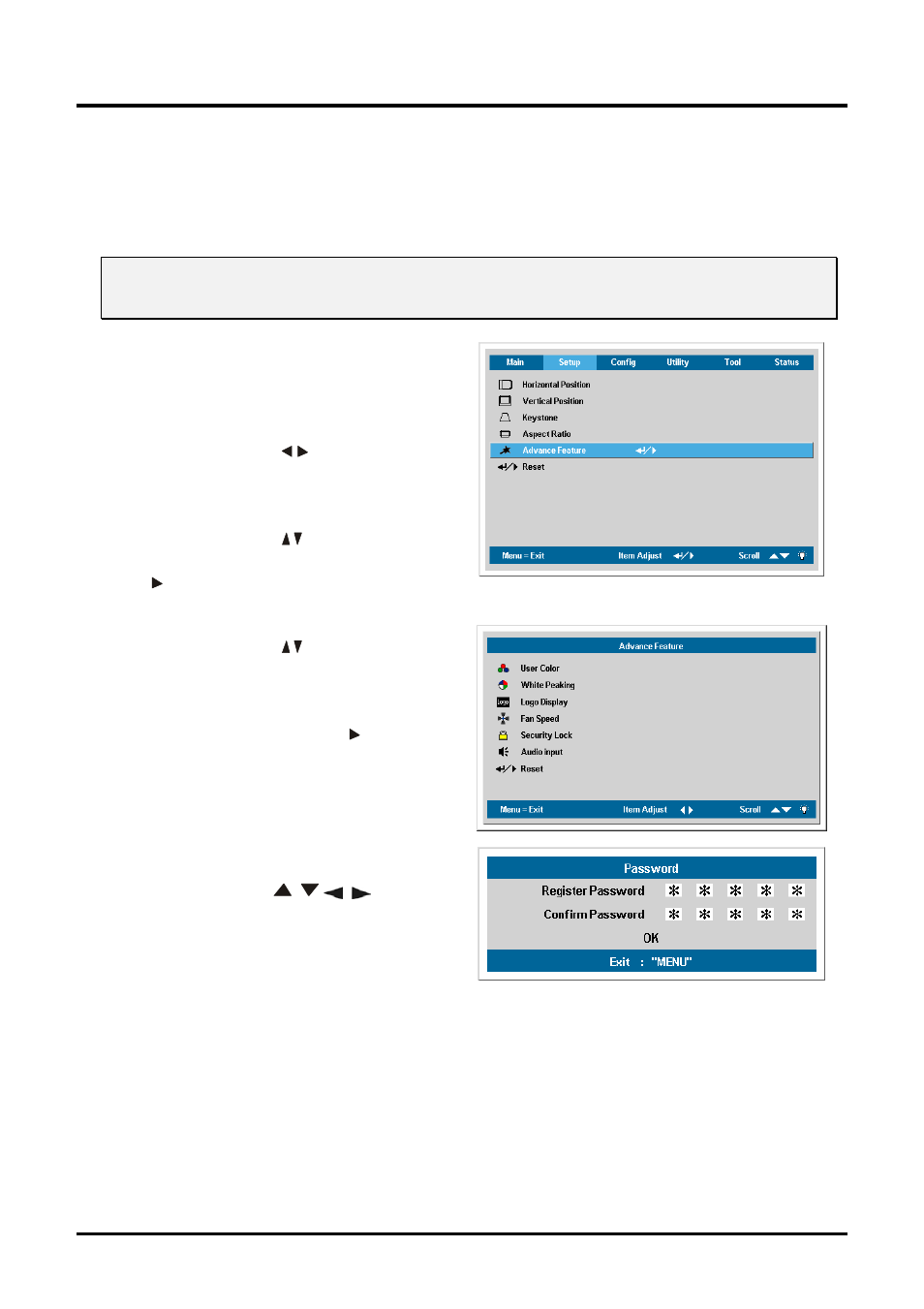 Setting an access password (security lock), Etting an, Ccess | Assword, Ecurity | Planar PR Line PR5022 User Manual | Page 23 / 55