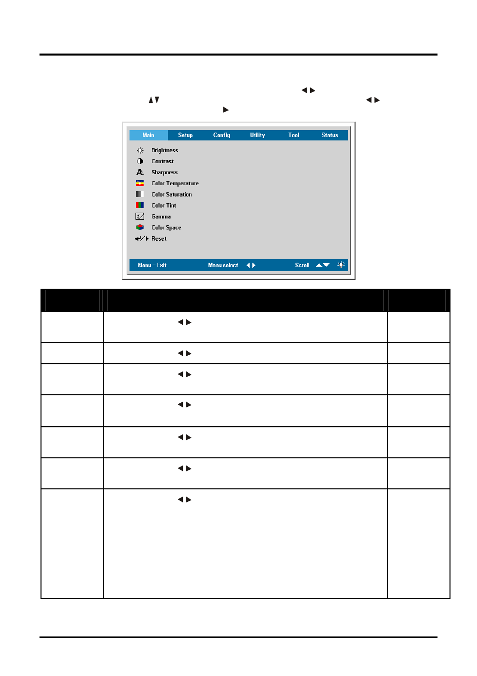 Main menu | Planar PR Line PR5022 User Manual | Page 31 / 55
