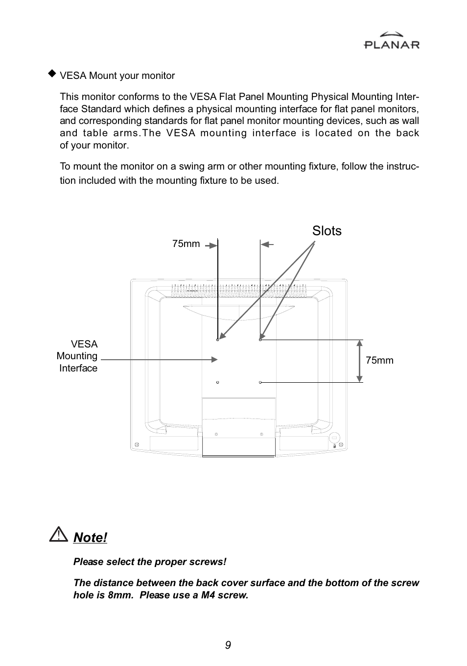 Slots | Planar PT1501MU User Manual | Page 12 / 31