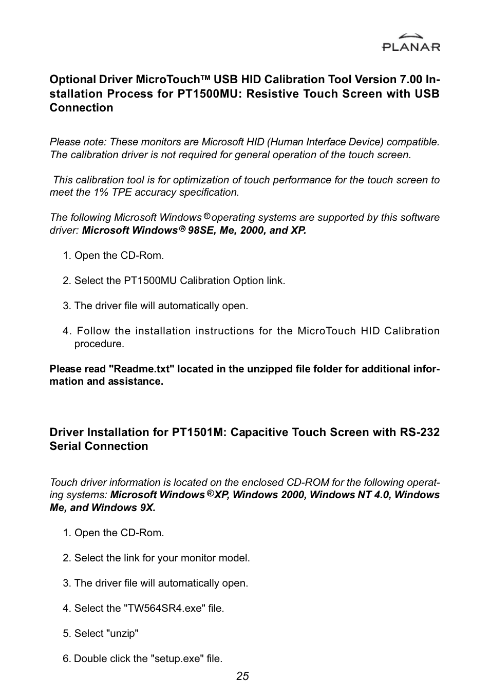 Planar PT1501MU User Manual | Page 28 / 31