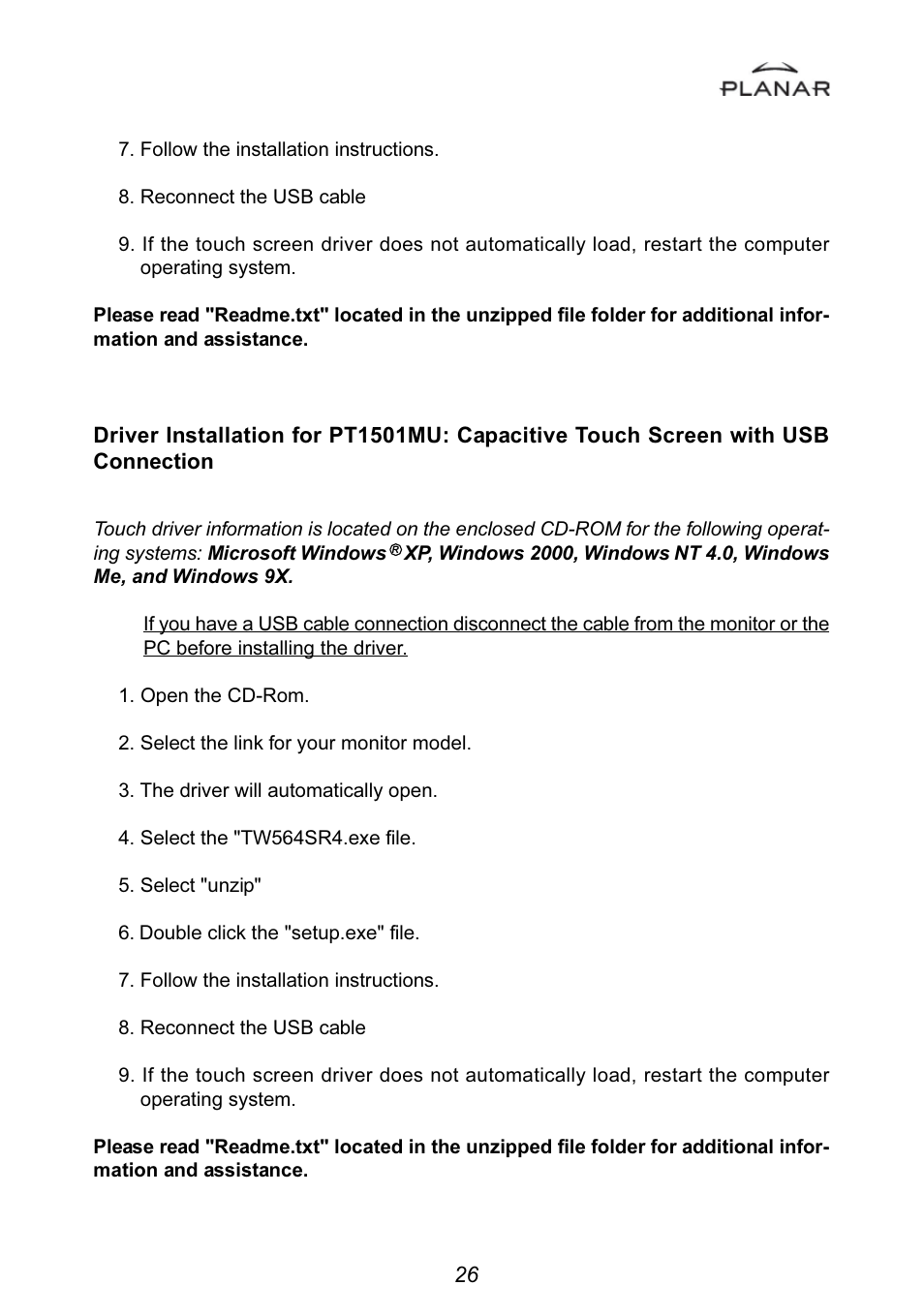 Planar PT1501MU User Manual | Page 29 / 31