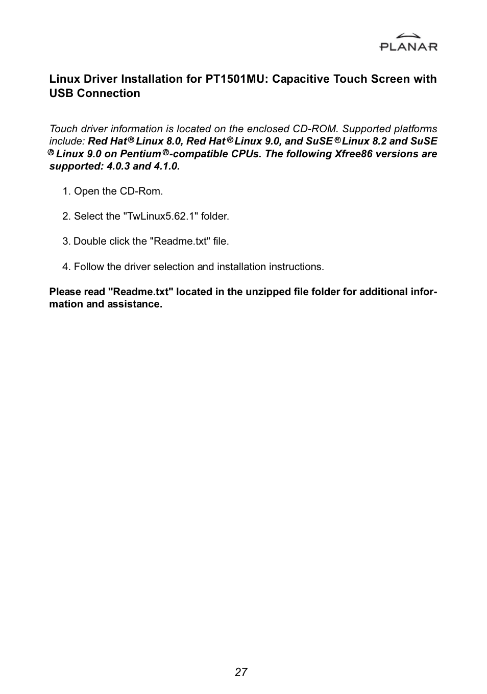 Planar PT1501MU User Manual | Page 30 / 31
