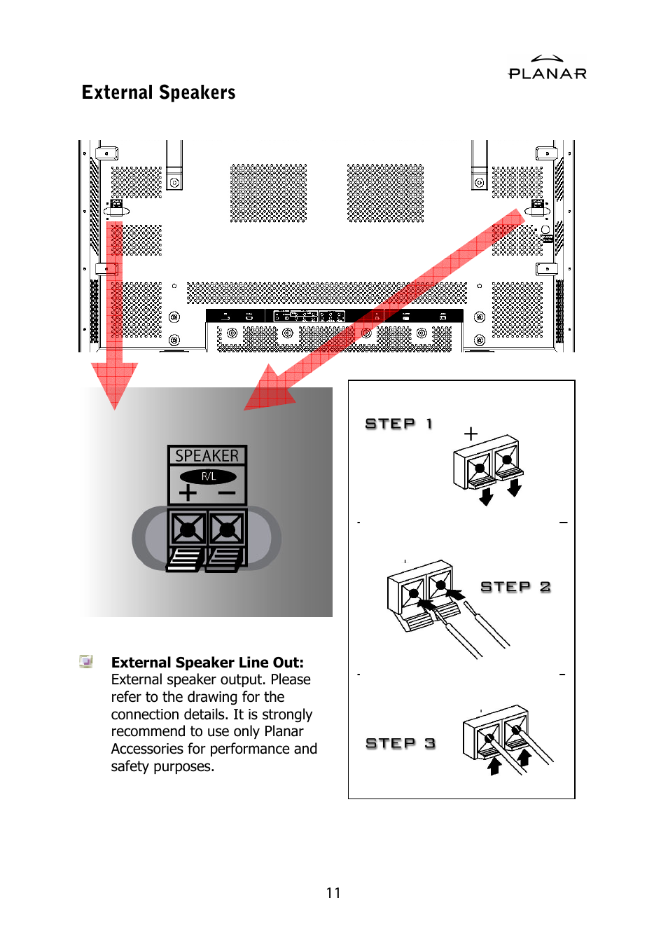 External speakers | Planar PD42ED User Manual | Page 15 / 48