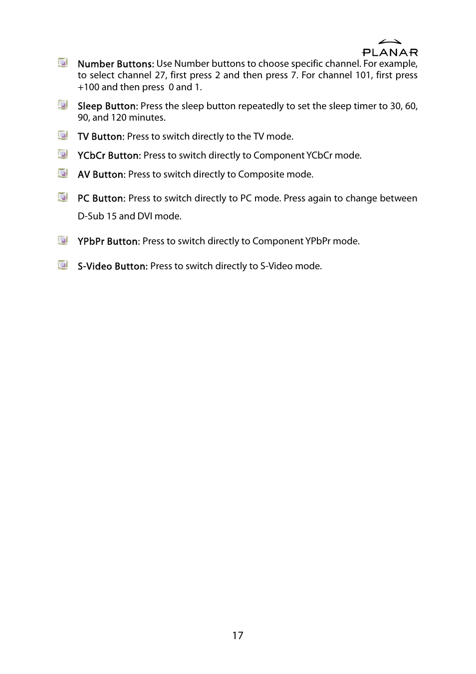 Planar PD42ED User Manual | Page 21 / 48