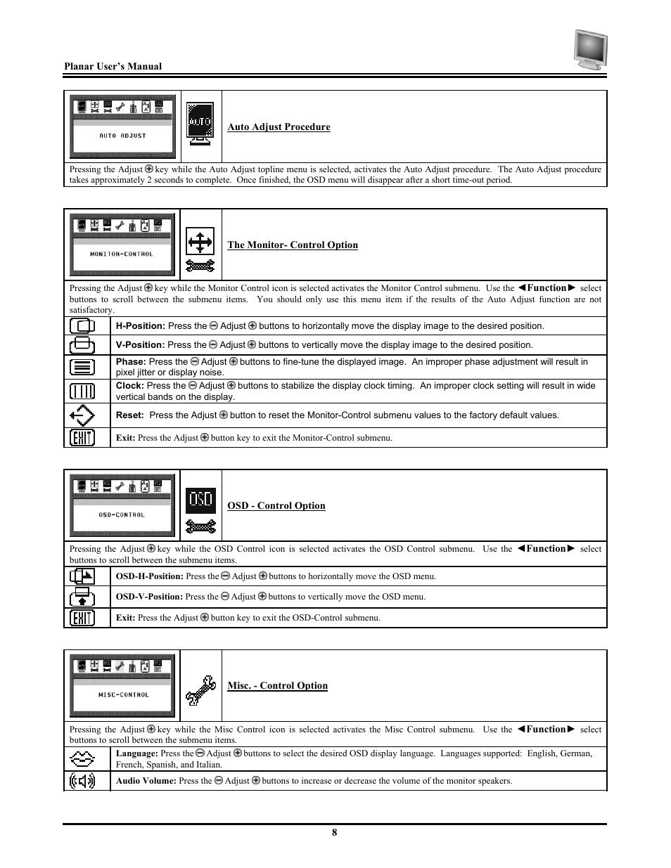 Planar FWT1744NU User Manual | Page 14 / 18