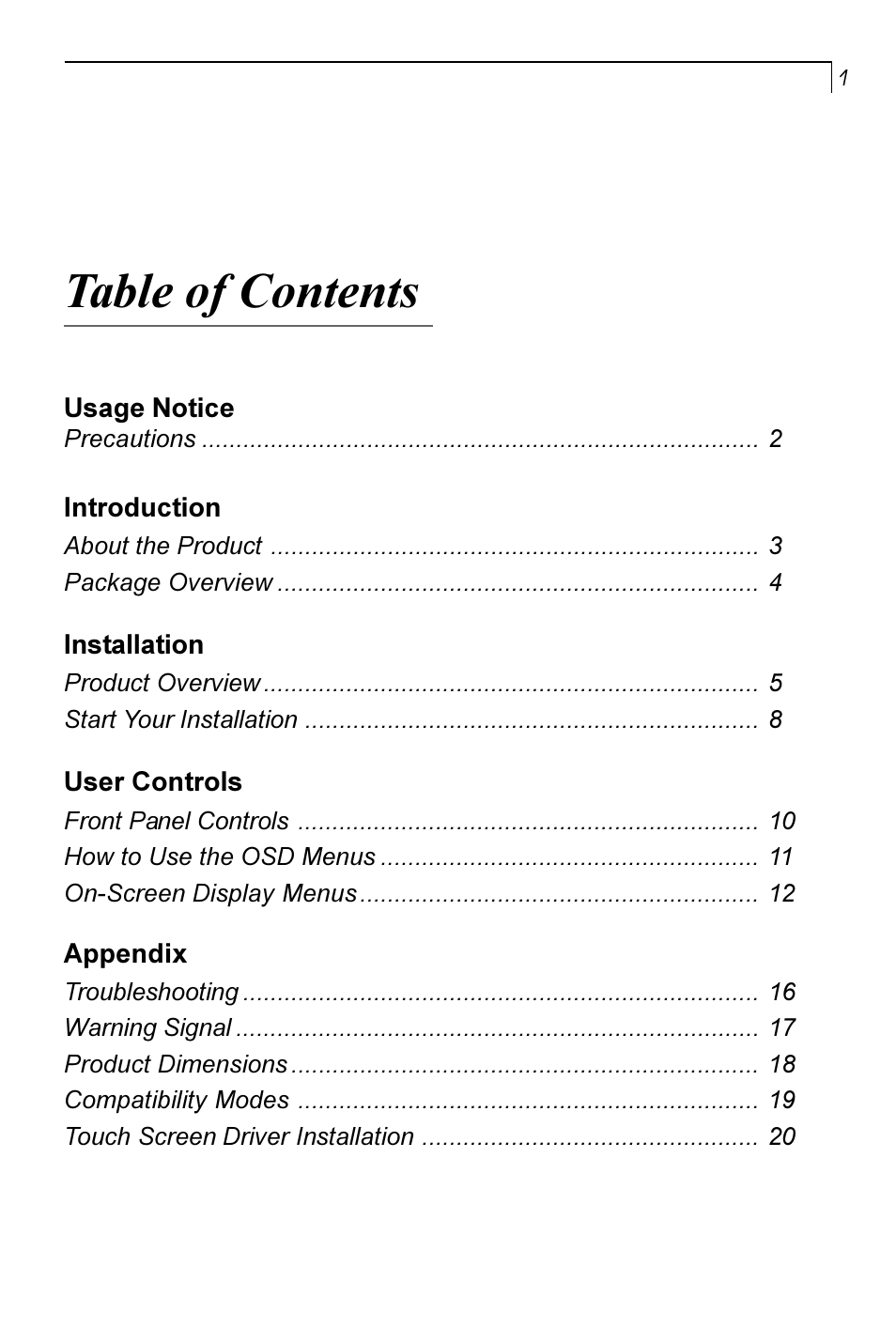 Planar PT170 User Manual | Page 2 / 22