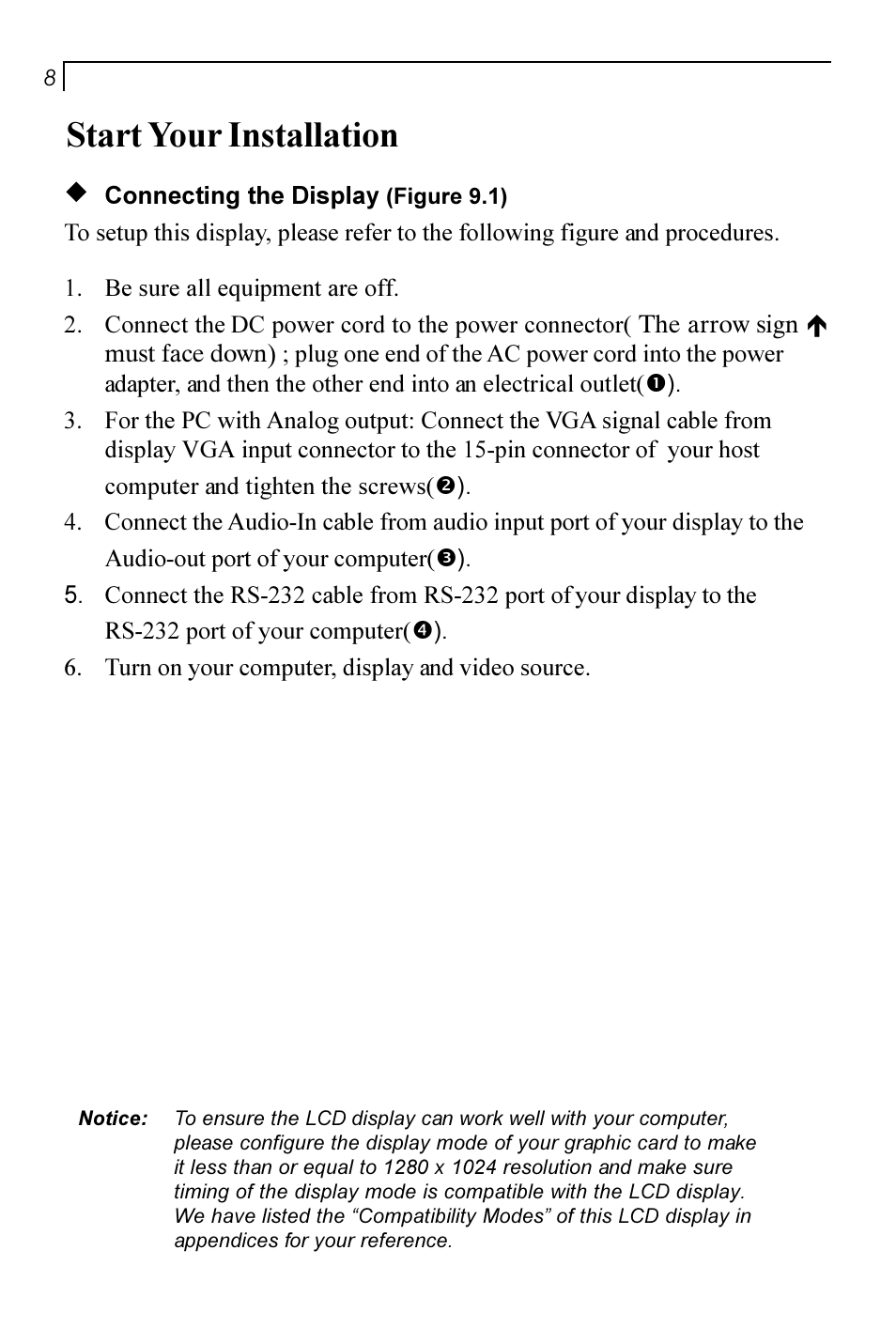Start your installation | Planar PT170 User Manual | Page 9 / 22