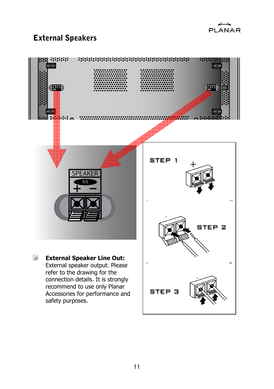 External speakers | Planar PDP42HD User Manual | Page 15 / 48