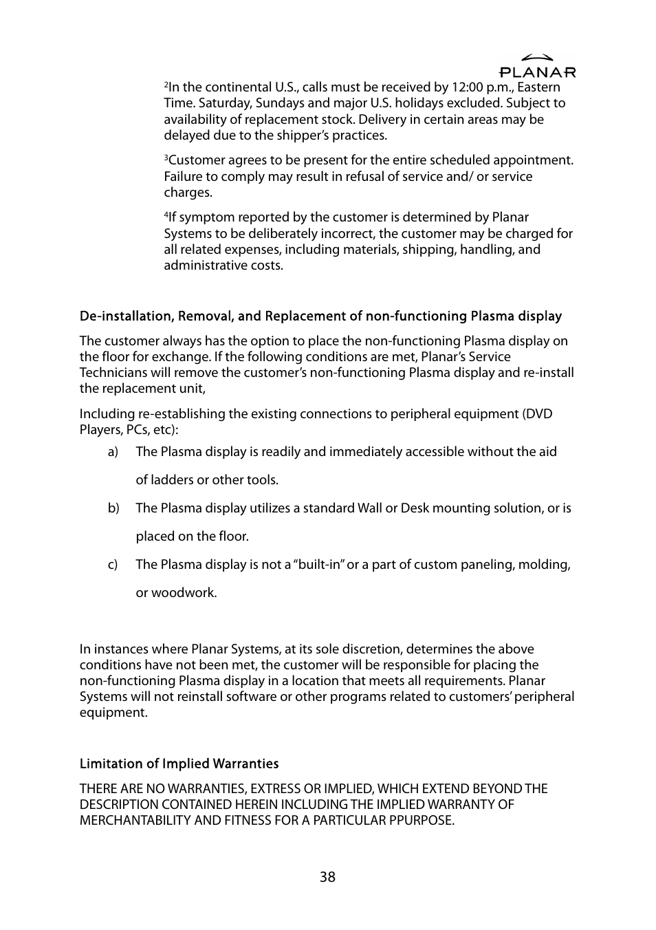 Planar PDP42HD User Manual | Page 42 / 48