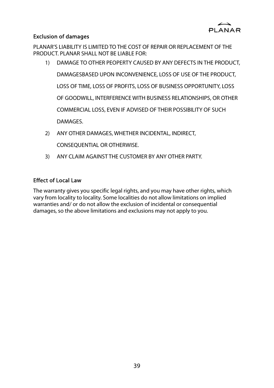 Planar PDP42HD User Manual | Page 43 / 48