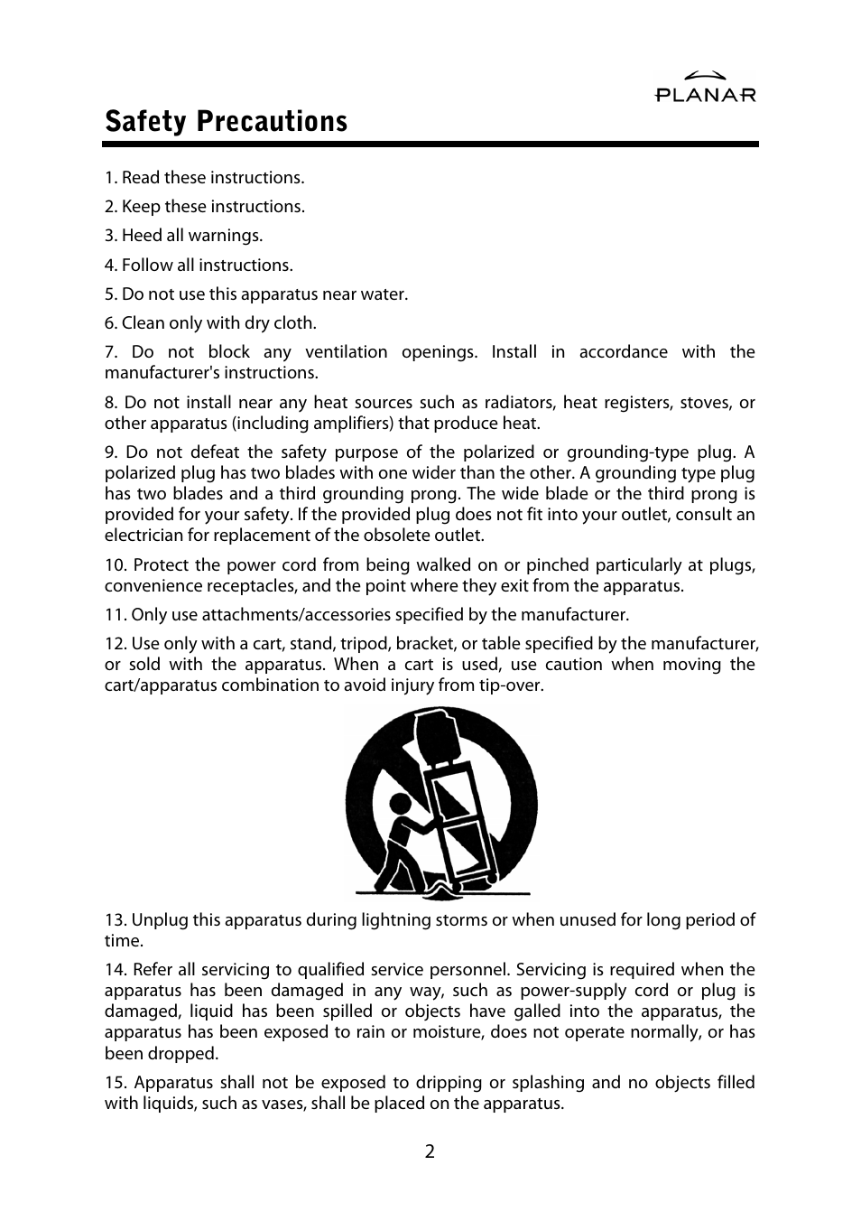 Safety precautions | Planar PDP42HD User Manual | Page 6 / 48